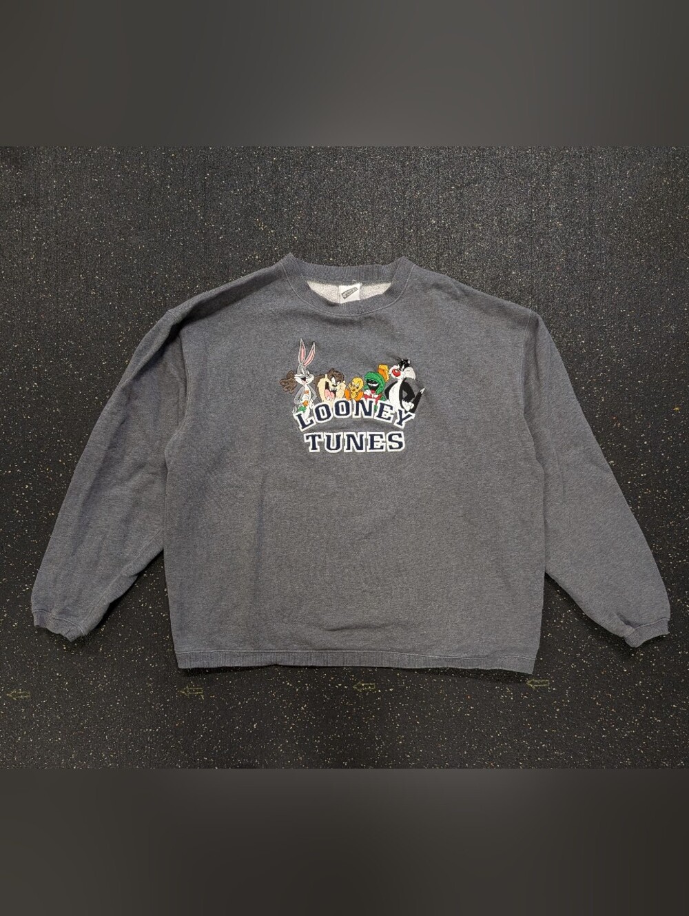 Vintage 90s Looney Tunes Embroidered Crewneck Sweatshirt Size L 1999 Bugs Taz